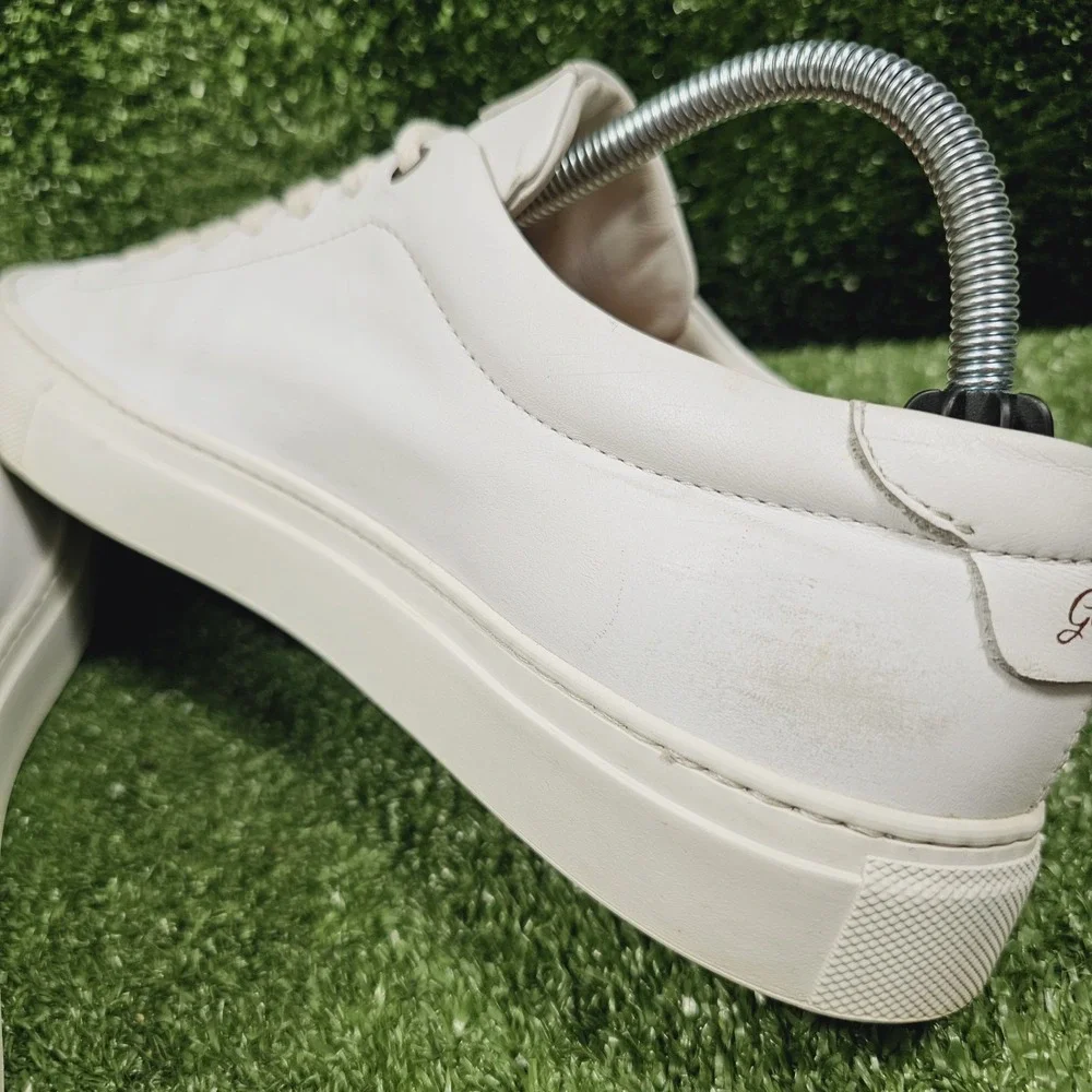Goodman Brand Edge White Leather Low Top Lace Up Sneakers Mens Size 9